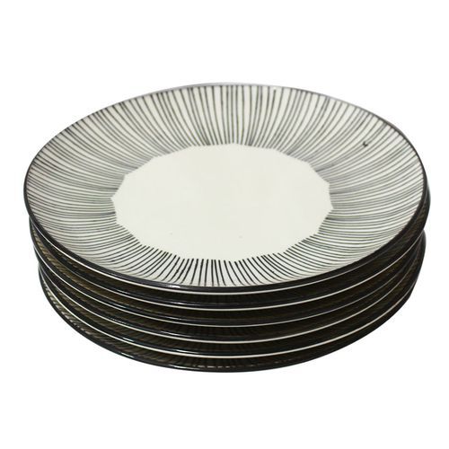 6Pcs Line Plates - Black/White