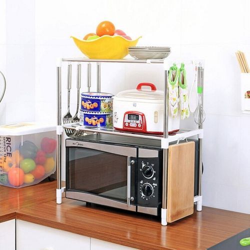 Microwave Stand Storage Organizer Rack - Silver