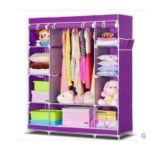 3 Column Portable Wardrope - Purple