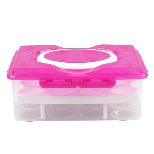 Plastic Double Egg Tray Storage - Pink