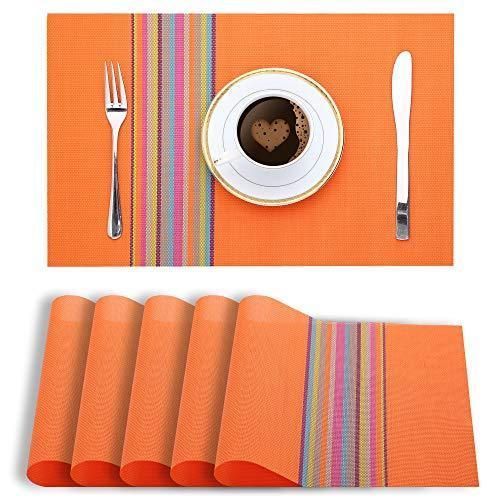 6 Pcs Table Mats With a Runner - Orange