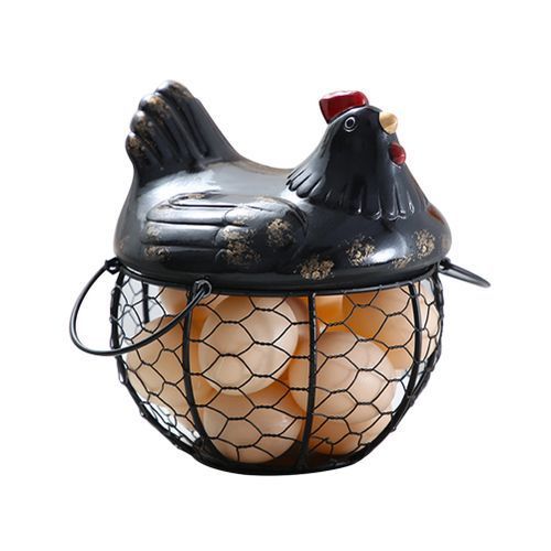 Mesh Wire Egg Storage Basket Chicken With Handles Decoration - Multi-Colour.