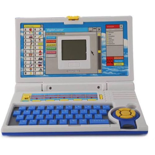Children English Learner Laptop With 20 Activities For Learn And Play And Mouse Control - White,Blue