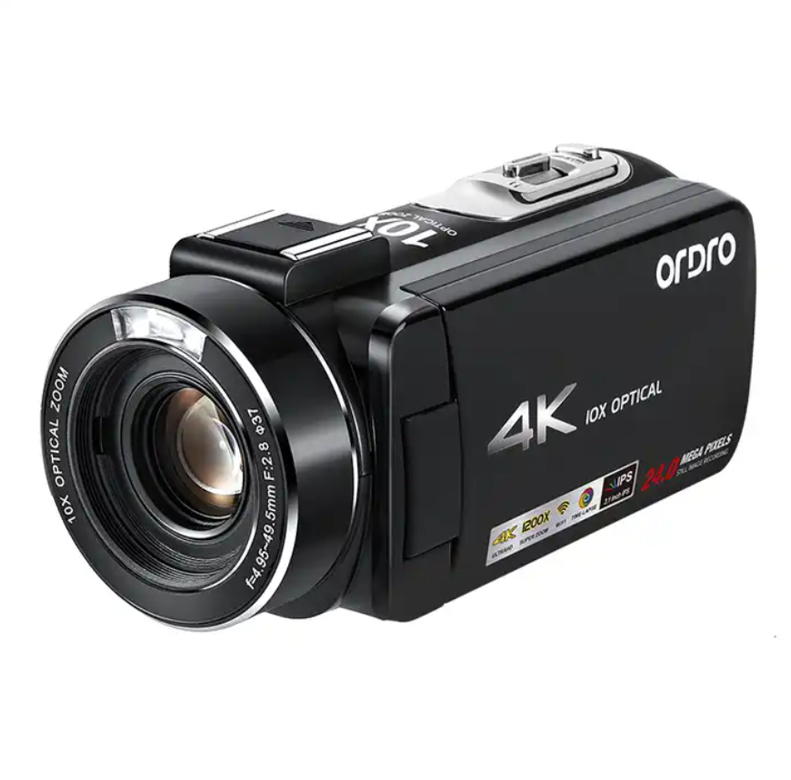 Ordro AC7 10X Optical Zoom Video Camera Wifi Recorder 4k Camcorder