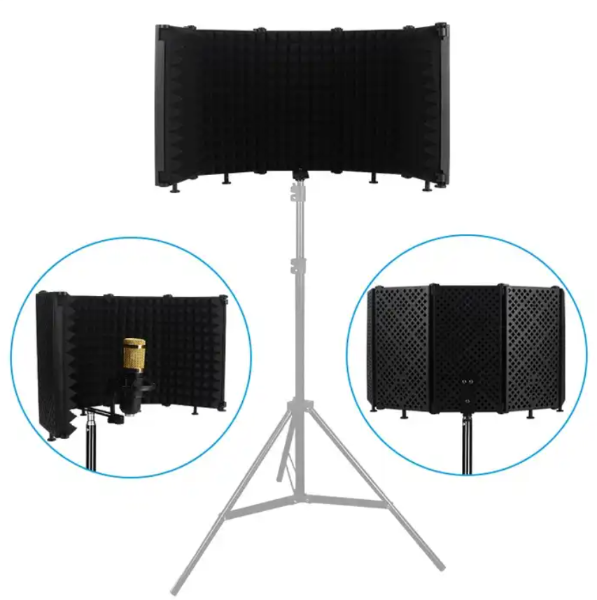 M5 Mic Sound enclosure,High Density Absorbing Foam Filters Vocals, Foldable Sound Enclosure for YouTube Live Video Mic Recording