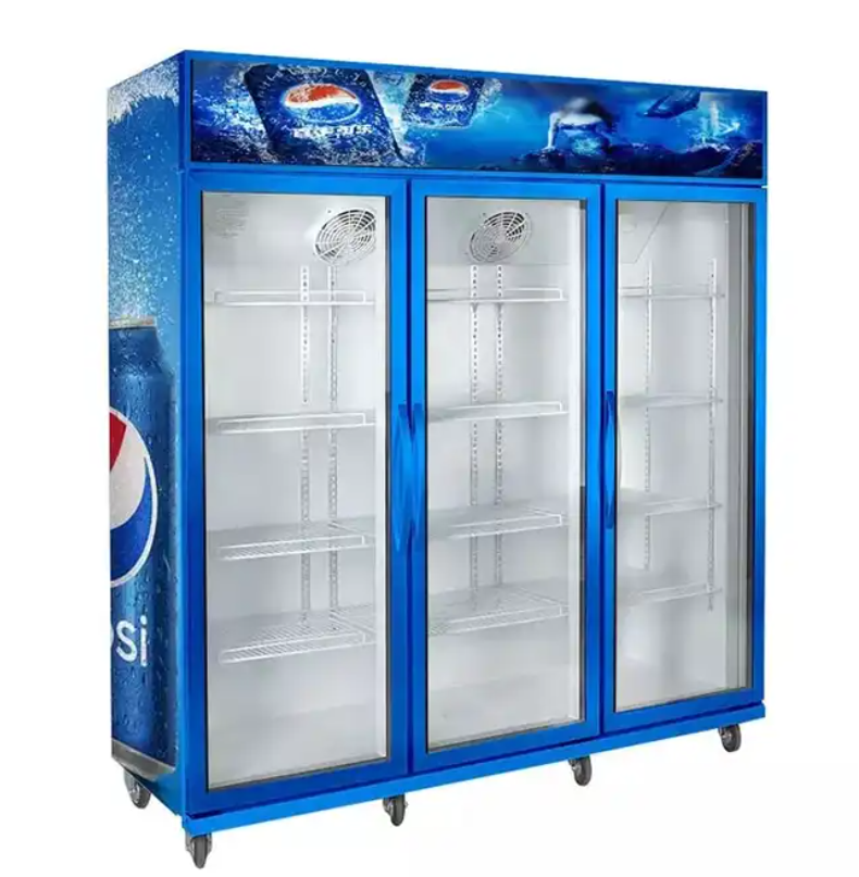 3 Glass Door Cold Drink Commercial Beverage Cooler Fridge For Supermarket