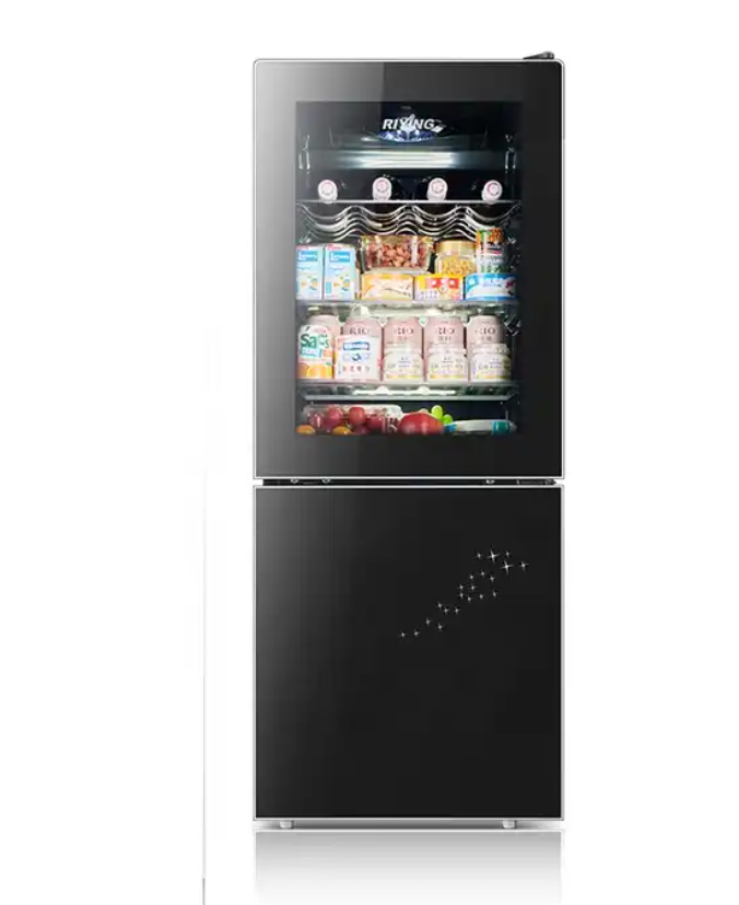 Black Color Double Door and Bottom Freezer Defrost Fridge Refrigerator