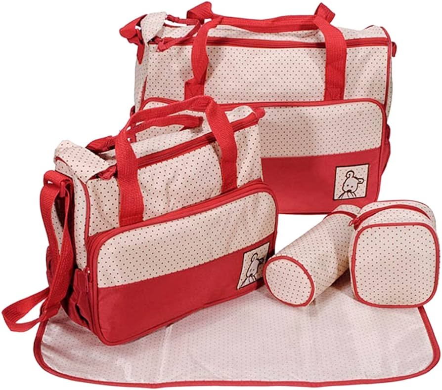 5 In 1 Baby Diaper Bag Set - Red