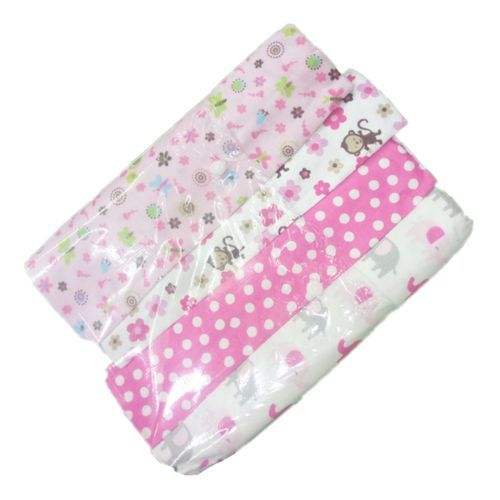 100% Cotton 4pcBaby Receiving, Swaddling Sheets-Multicolor