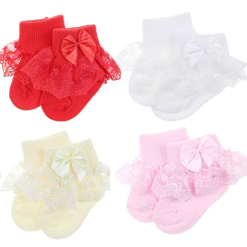 4 Pack Of Baby Socks - Pink, White, Red, Cream