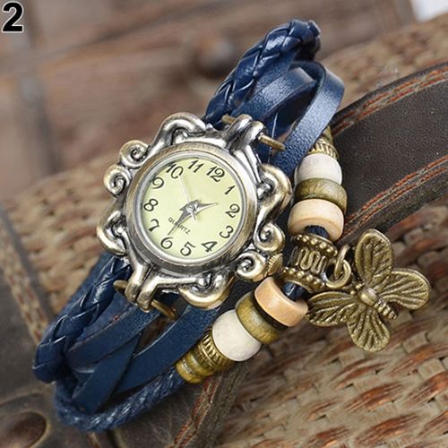 Women's Casual Vintage Multilayer Butterfly Faux-Blue