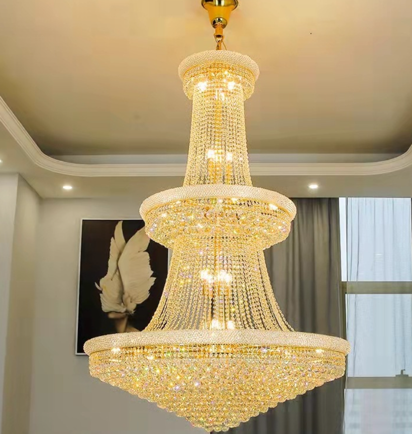Traditional Fancy Golden Basket Chandelier Empire Crystal Lighting