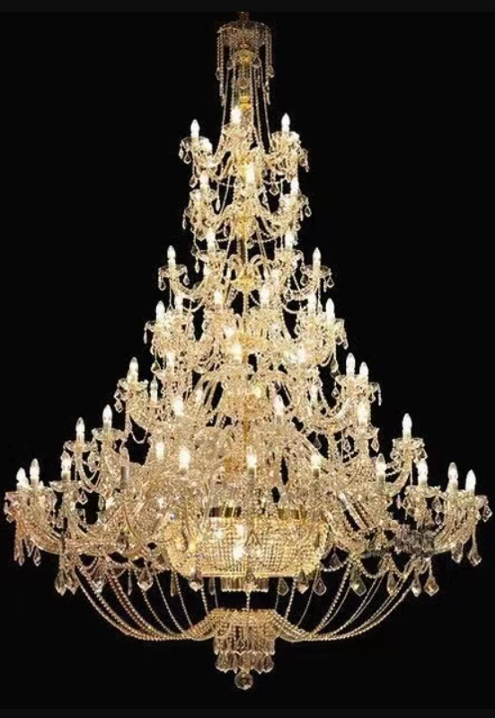 Modern LED Luxury Chandeliers , Large Gold Crystal Chandelier For Banquet Hotel