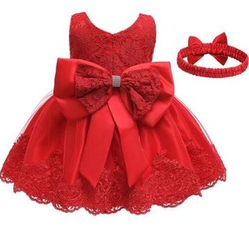 Princess Kids Girls Dress Plus Headgear, Red