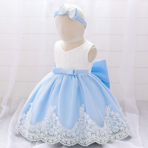 Princess Kids Girls Dress Plus Headgear - White, Blue