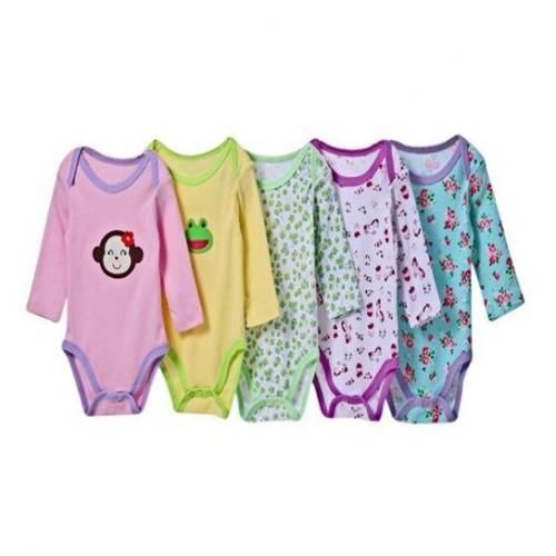 5 Pack Long Sleeve Bodysuits - Multiple Designs