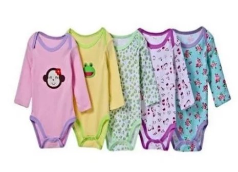 5 Pack Baby Girl Long Sleeve Bodysuits - Multi-Color.