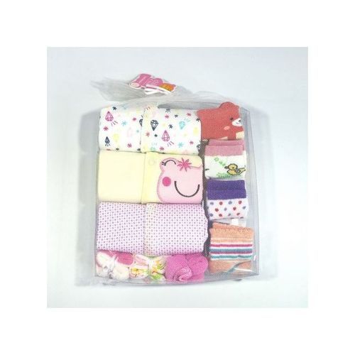 3Pcs Of Baby Overalls + 4 Pairs Of Socks + 3 Washcloths - Multicolor.