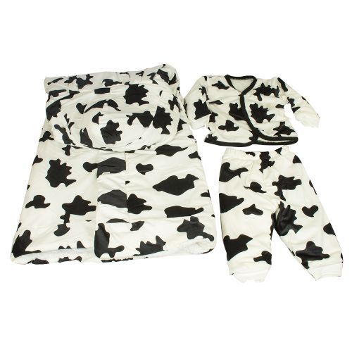 Kofia Baby Shawl Receiver Blanket + Full Suit - White Animal Print