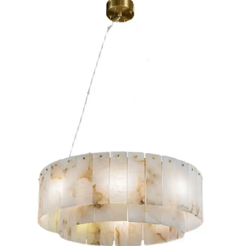 Modern Chinese light luxury alabaster chandelier natural marble lamp villa living room lamps