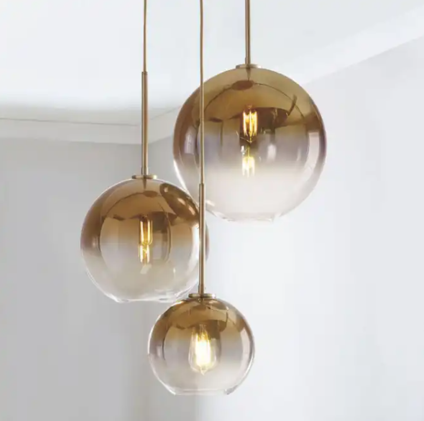 Nordic Modern Hanging hotel living room Gold Glass Ball Lamp LED chandelier pendant light