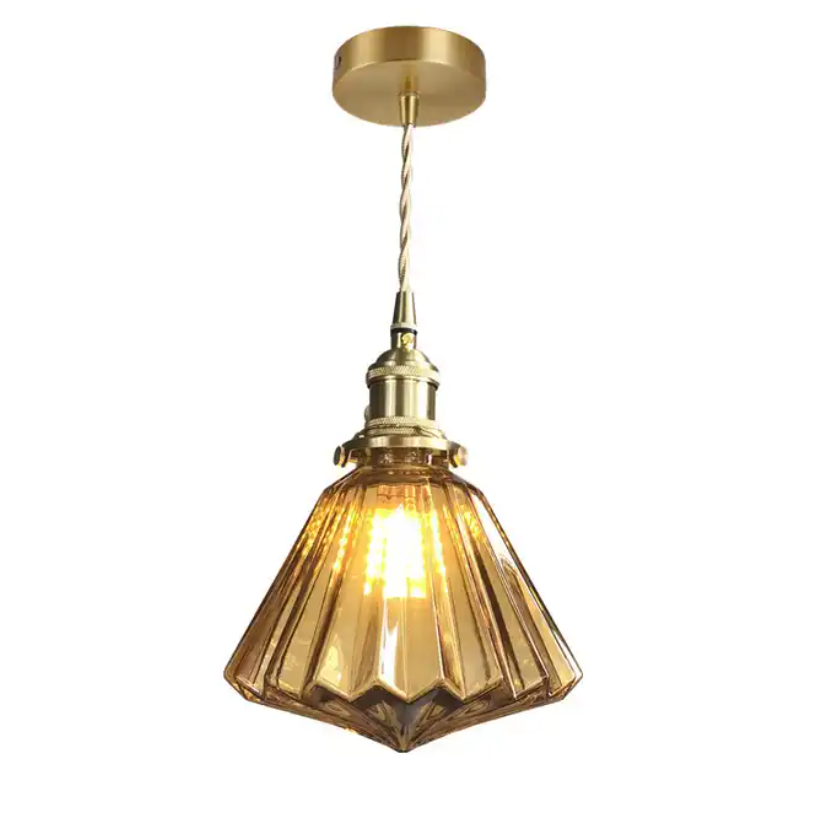 Iwork Lighting Scandinavian Ins Minimalist Vintage Brass Glass Pendant Lamp For Dining Room Bar Bedroom Bedside