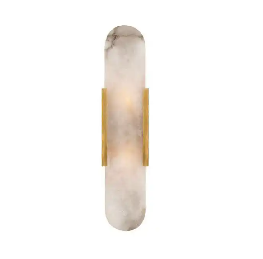 Iwork Lighting Nordic Vintage Luxury Design Marble Lamp Shade Gold Iron Body Long Wall Lamp For Hotel living Room Bed Side