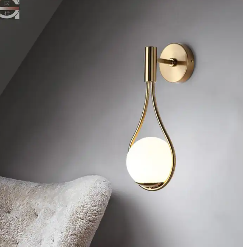 Nordic Design Gold Color Wall Light Indoor Decorative Glass Wall Lamp