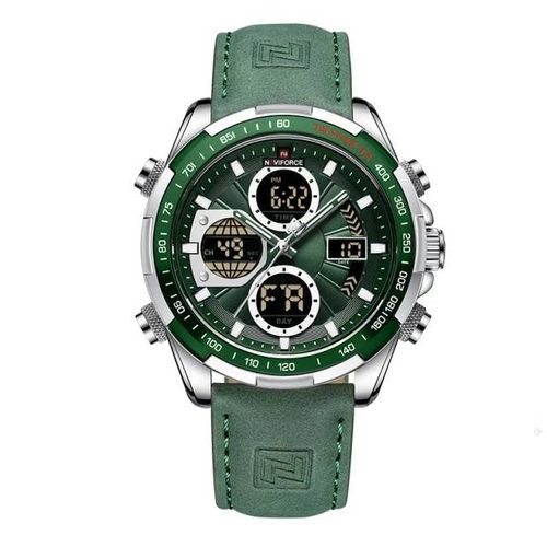 Leather Strapped Water Proof Watch - Green